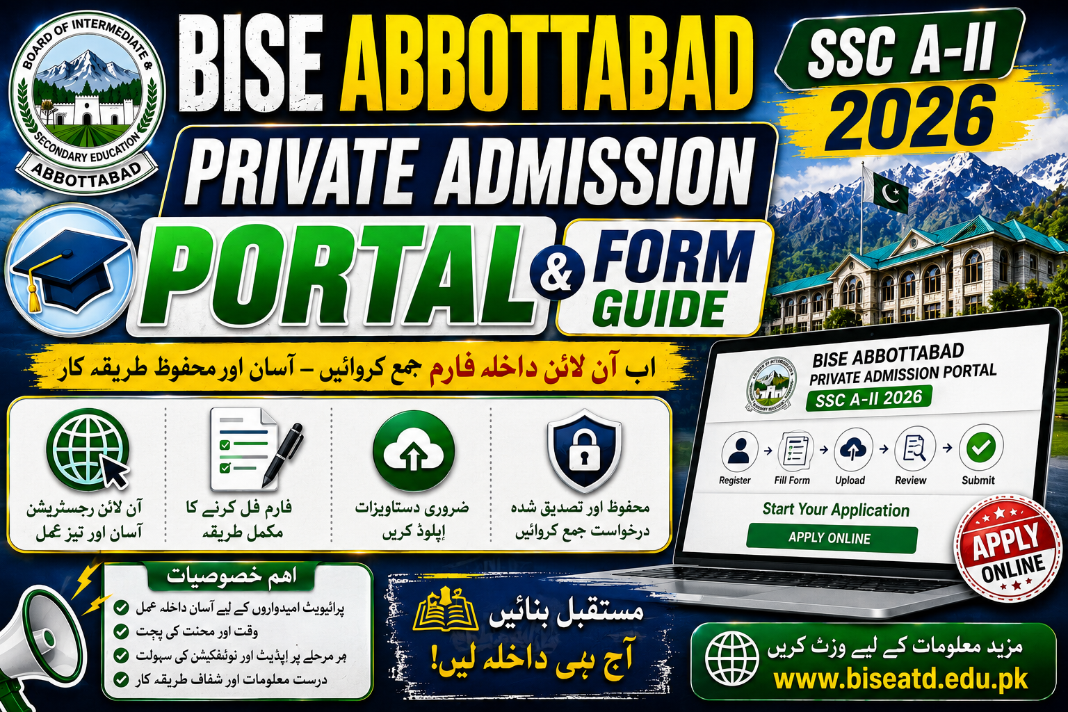 BISE Abbottabad SSC A-II 2026 Private Admission Portal & Form Guide