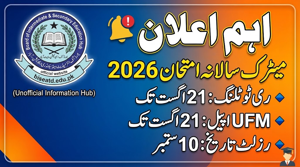 Guide to Re-Totaling, UFM Appeals, and Grace Marks Abbottabad Board SSC Annual-I Examination 2026